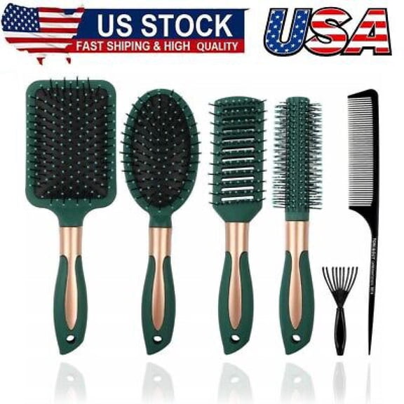 Mens Paddle Hair Brush Comb Set for Women and Men 6Pcs Wet Hair Brushes for long