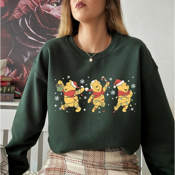 Winnie-The-Pooh Christmas Sweatshirt, Funny Christmas Crewneck, Pooh Christmas Shirt, Family Christmas Gift, Cute Christmas Sweatshirt