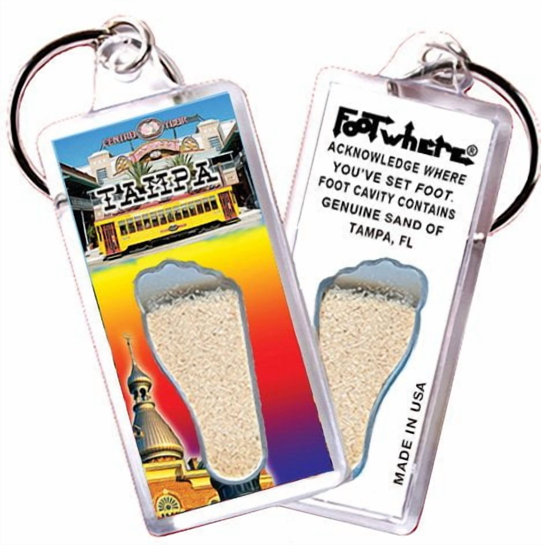 Tampa FootWhere Souvenir Keychains. (TP100 - Assorted) 6 Piece Set.