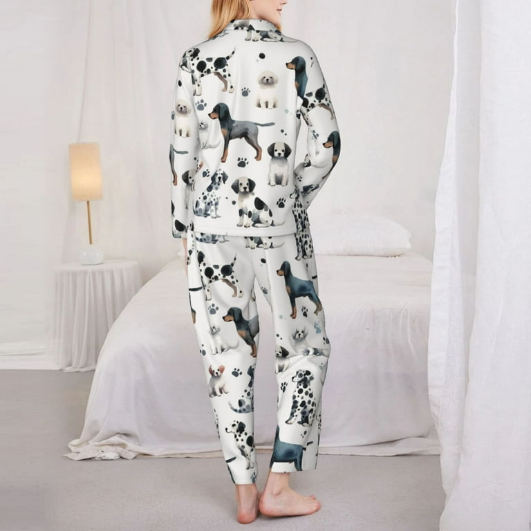 Pajamas for Women Set funny Cute Dog Dalmatian Soft Comfy Long