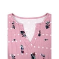 thumbnail image 3 of Xuanfei Women Floral Dots Print V Neck Short Sleeve Stripe Ruching Top, 3 of 6