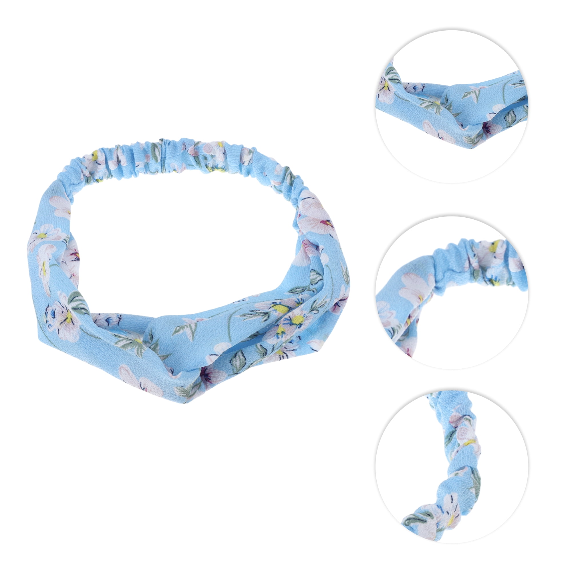 Unique Bargains Fashion Phalaenopsis Pattern Elastic Hairband 1 Pc Light Blue