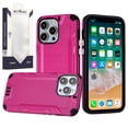 thumbnail image 2 of For Apple iPhone 15 Pro Max Strong Tough Metallic Brush Texture Design Hybrid Dual Layers PC + TPU Rubberized Silicone Cover ,Xpm Phone Case [ Hot Pink ], 2 of 7
