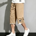 thumbnail image 4 of DayScoop Mens Pants Summer Trousers Big & Tall Fashion Casual Solid Color Elastic Waistband Drawstring Drying Capri Pants Plus Size, 4 of 6