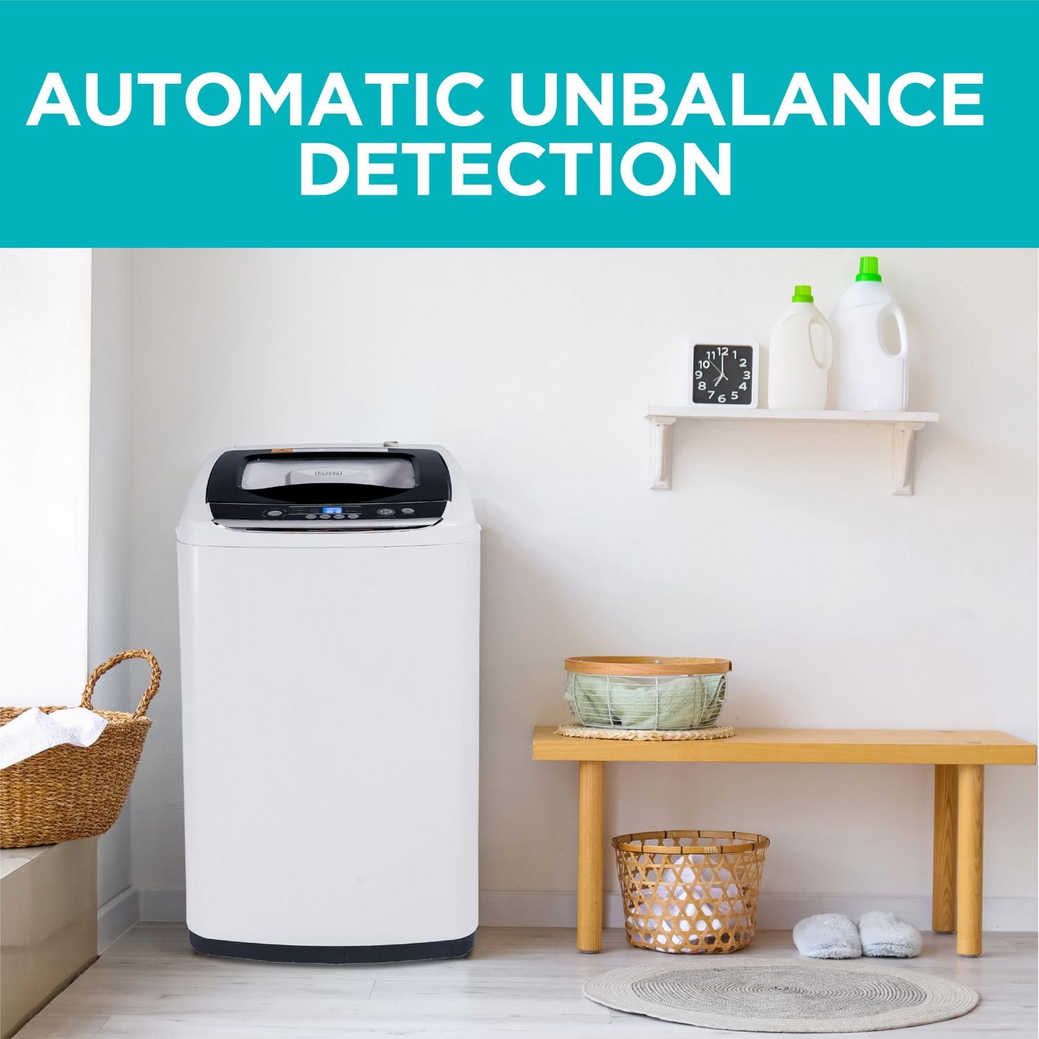 Black + Decker Small Portable Washer, Washing Machine for Household Use, Portable Washer 0.9 Cu. Ft. with 5 Cycles, Transparent Lid & LED Display