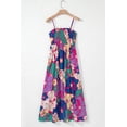 thumbnail image 6 of Women's Purple Floral Print Shirred Spaghetti Strap Loose Maxi Dress - Effortlessly Chic Summer Dress | [ZhiHiMeRi] | (US 12-14)L, 6 of 12