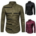 thumbnail image 3 of Foreign Trade Summer New European Style Men's Rivet Long-Sleeved Shirt Costume Men's Slim Fit British Style European Size Shirt, 3 of 3