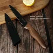 Hecef 5-Piece Knife Set, Razor-Sharp High-Carbon Stainless Steel Non-Stick Knives with Blade Guards