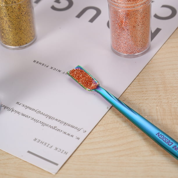 Cuchara de acero inoxidable para el cuidado de las uñas utensilio Wdftyju multifunción para pulir cutículas y cutículas con doble cabezal