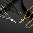 thumbnail image 7 of Cross Necklace for Men,Stainless Steel Silver Black Gold Layered Chain Cross Pendant Necklace for Men Cuban Link Chain Box Chain Cross Necklace 16-26 Inches, 7 of 7