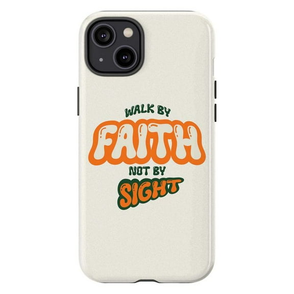 Walk by Faith Not by Sight Phone Case – Retro Scripture Design, Christian iPhone Cover for iPhone 16 15 14 13 12 11 Pro Max Plus Mini