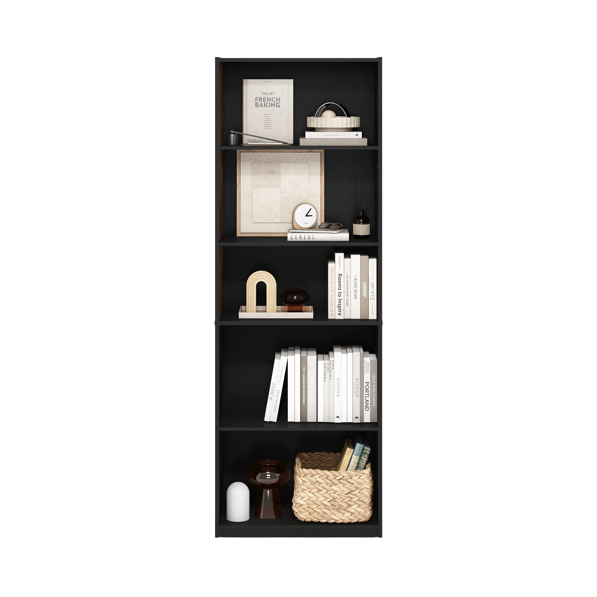 Furinno GEHRY 5-Tier Bookshelf with AdJUSTable Shelves in Darkwood