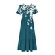 thumbnail image 3 of Vestido de Manga Corta para Mujeres Vestido de Verano de Cuello Redondo Impreso, Poliéster de Tamaño Verdadero Diario Y Vestido de Fiesta, 3 of 4
