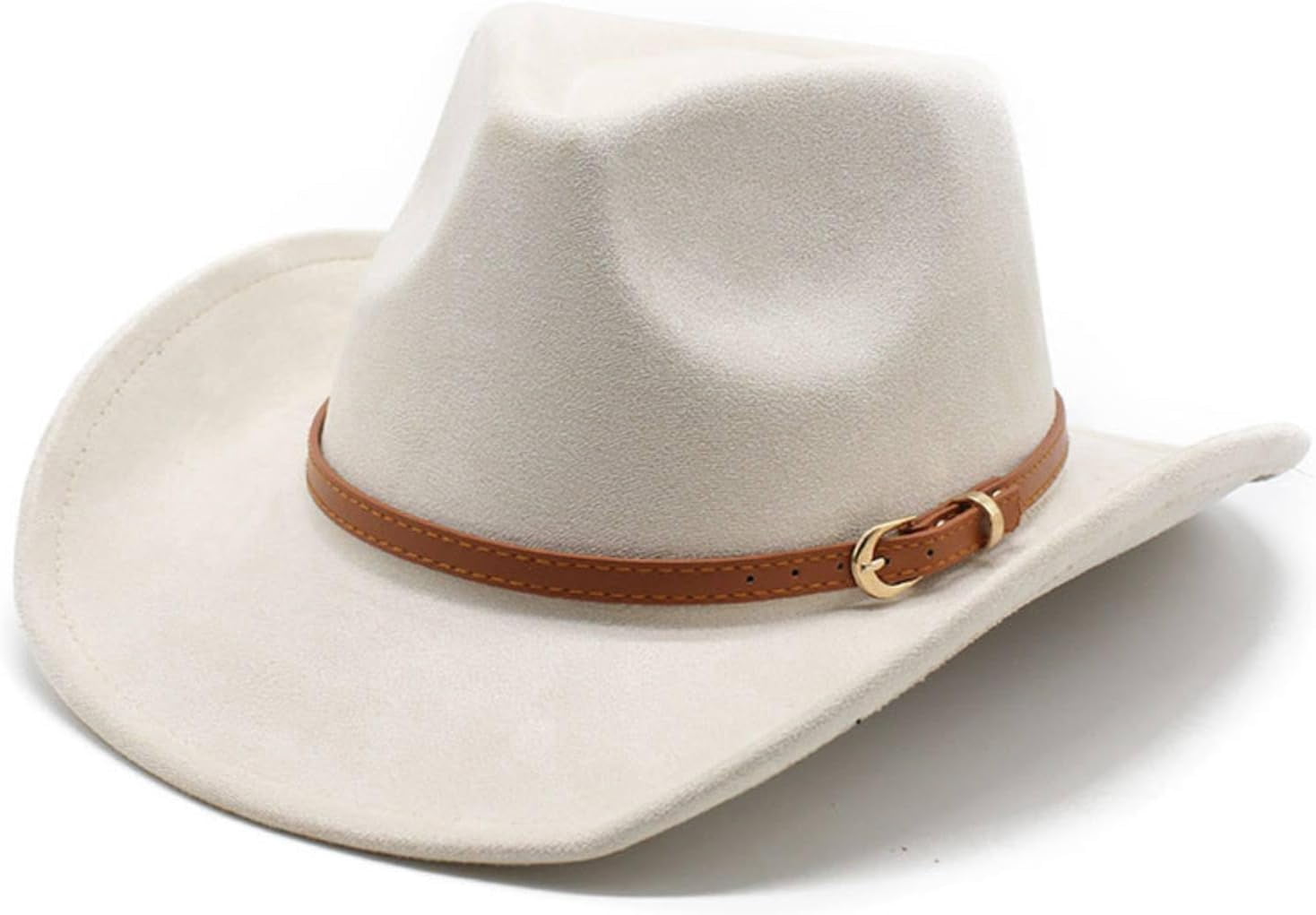 7639 Wide Brim Felt Cowboy Hat For Women Men Western Suede Cowgirl Hats GENREEN Western Suede Cowboy Hat for Women and Men Felt Wide  main image 2