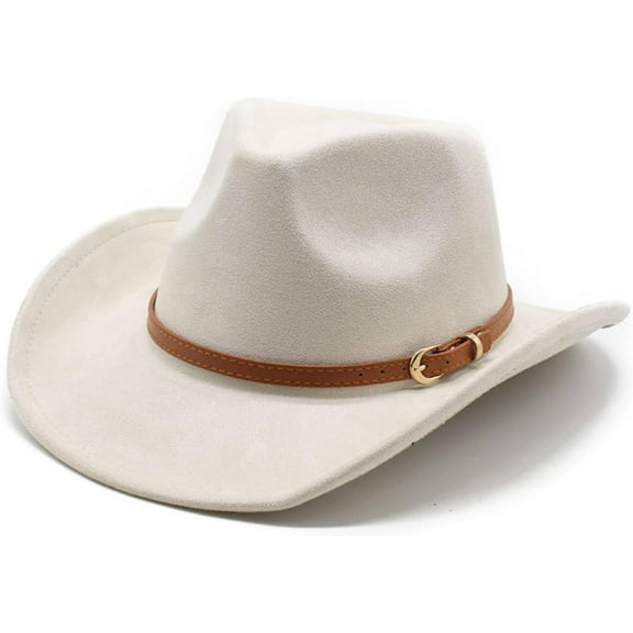 Wide Brim Felt Cowboy Hat for Women Men Western Suede Cowboy Cowgirl Hats