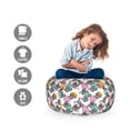 thumbnail image 2 of Artichoke Storage Toy Bag Chair, Vintage Inspired Dotted Backdrop with Black and White Artichokes, Stuffed Animal Organizer Washable Bag, Small Size, Turquoise Apricot, by Ambesonne, 2 of 3