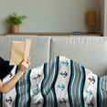 thumbnail image 3 of Anchor Soft Flannel Fleece Throw Blanket, Borders Stripes and Marine Form Hipster Design Retro Style Maritime, Cozy Plush for Indoor and Outdoor Use, 50" x 60", Blue Black White, by Ambesonne, 3 of 5