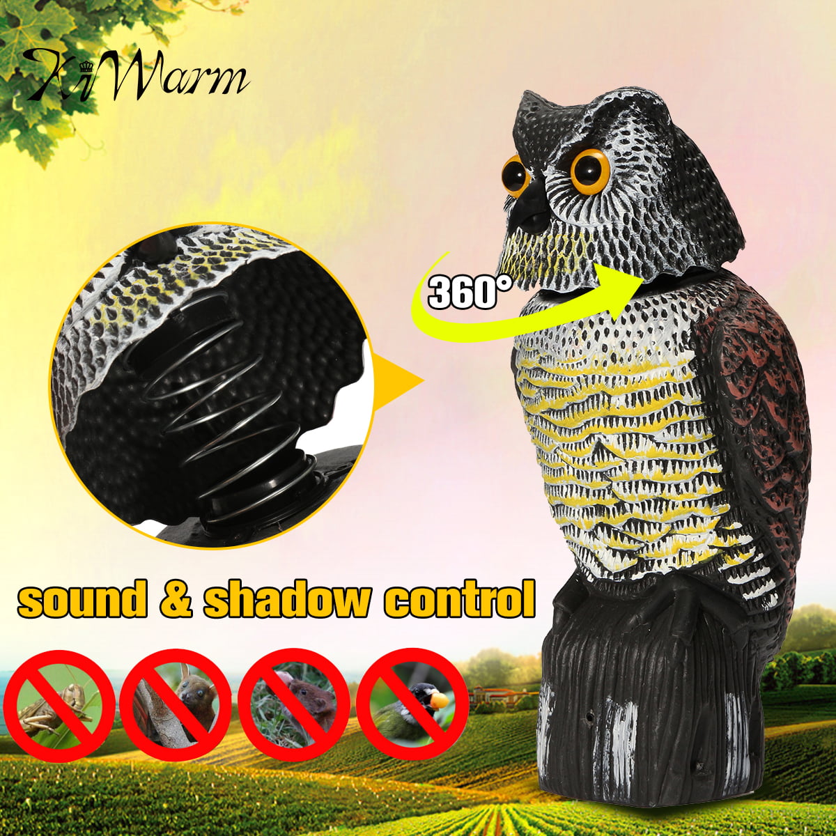 Fake Owl Hunting Decoy Garden Protection Decor Repel Pest Control Crow Scarer 