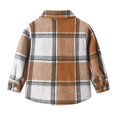 thumbnail image 4 of Huesdet Baby Boys Kids Long Sleeve Button Up Plaid Shirts Fall Winter Flannel Shacket Jackets Tartan Tops(6-7 Years,Brown), 4 of 6