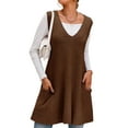 thumbnail image 2 of Womens Sleeveless Sweater Vest V Neck Casual Loose Knit A Line Flattering Tunic Top with Pockets, 2 of 6