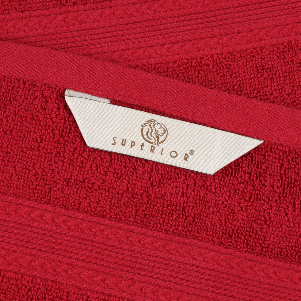 Superior Eco-Friendly Cotton Solid 12-Piece Cranberry Towel Set