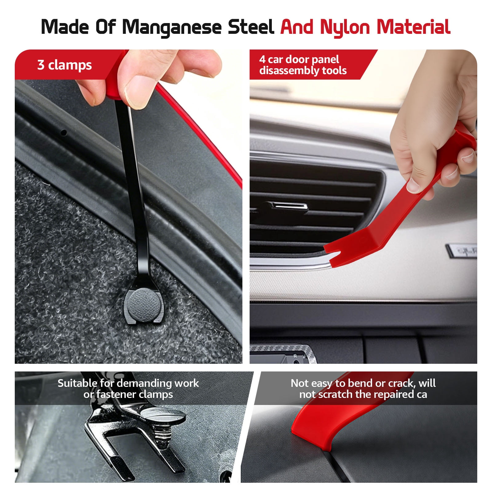 HKJUNFEI 7Pcs Car Trim Removal Tool Versatile Removal Tool with Ergonomic Design Car Door Panel Pry Tool for Rivet Dashboard Molding