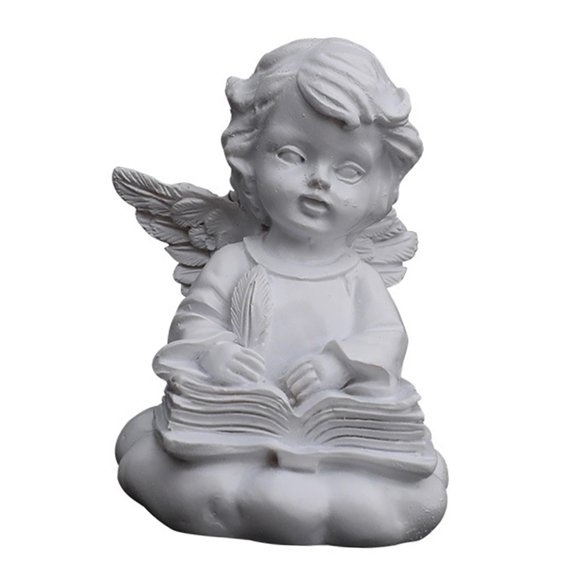 Figura de ángel de resina retro con hada para decoración de escritorio de Navidad Arrodillado de la escritura