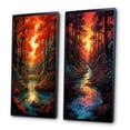 thumbnail image 3 of Designart "Sunset Glow Through Forest Trees and River I" Lakes & Rivers Framed Wall Art Set Of 2 - Lake House Red Framed Canvas Set For Living Room Decor, 3 of 6