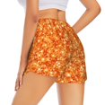 thumbnail image 3 of Goofa Orange Glitter Printed Women 2 in 1 Running Shorts,Quick Dry Athletic Workout Shorts,High Waisted Athletic Shorts with Liner Pockets-, 3 of 9