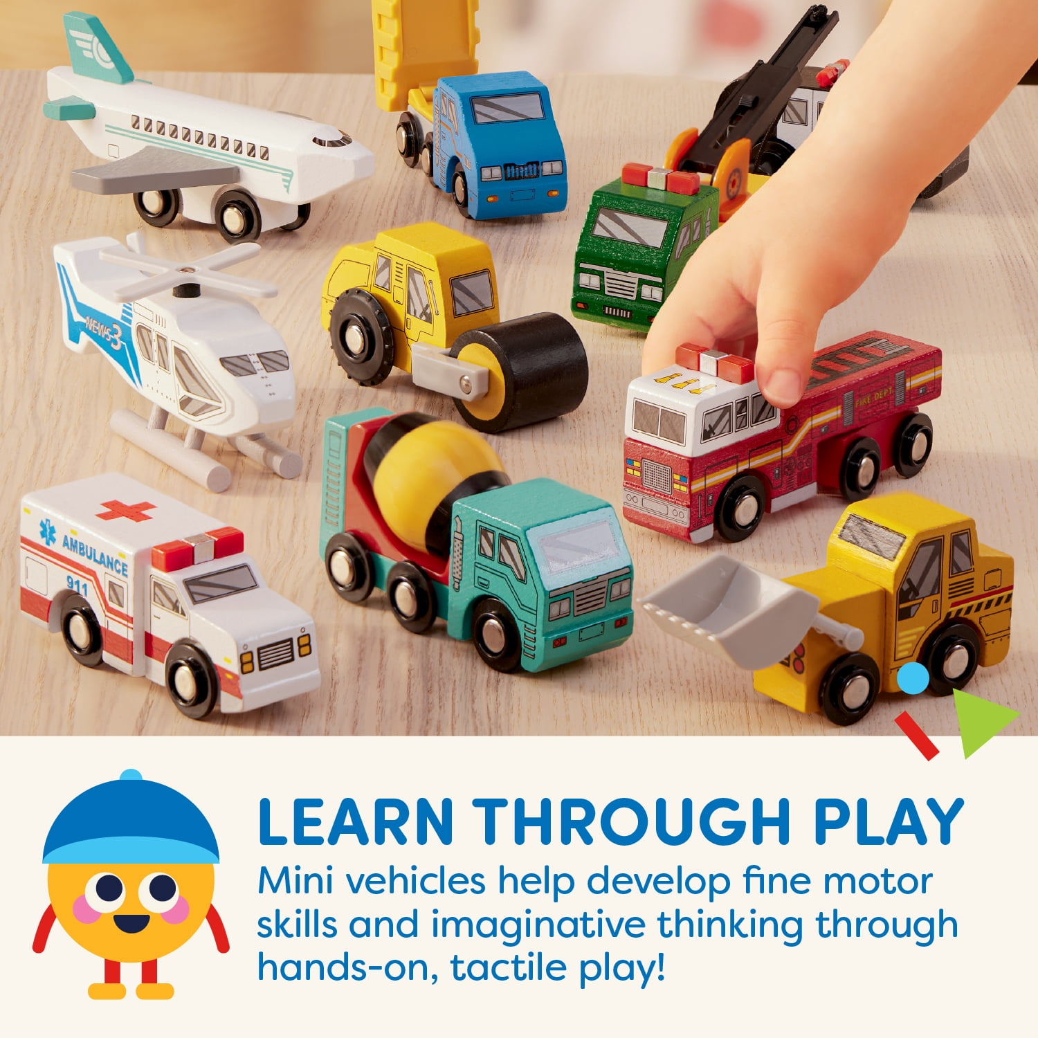 Battat Classic Wooden Vehicle Surprise – Mini Toy Vehicle Assortment for Ages 3 Years +