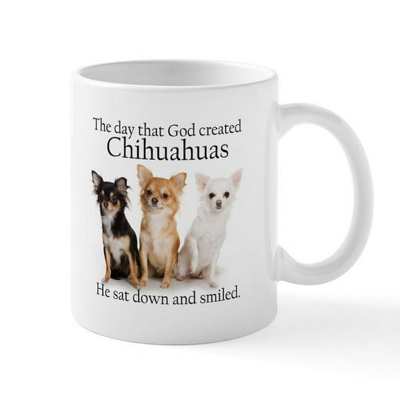 CafePress - God & Chihuahuas Mug - 11 oz Ceramic Mug - Novelty Coffee Tea Cup