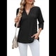 thumbnail image 1 of Blusas Casuales con Cuello en V y Ojales Bordados para Mujer, Blusas Playeras Elegantes. Negro M, 1 of 10