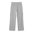 thumbnail image 5 of Women's Stretchy Cargo Pants with Pockets, High Waist Wide Leg Casual Work Pants, Yoga Hiking Jogging Lounge Pants, Athletic Pants | VerBelle,Gray 2XL, 5 of 8