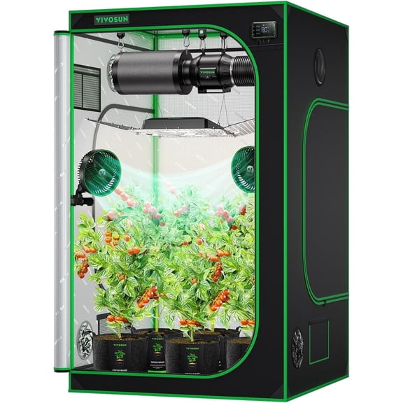 VIVOSUN S448 4x4 Grow Tent, 48"x48"x80" High Reflective Mylar with Observation Window and Floor Tray for Hydroponics Indoor Plant for VS4000/VSF4300