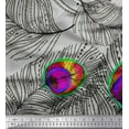 thumbnail image 1 of Soimoi Poly Georgette Fabric Peacock Feather Print Fabric by the Yard 52 Inch Wide, 1 of 3
