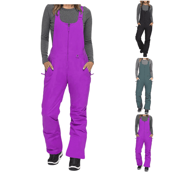 Xdegoge Womens Ski Snow Bibs Waterproof Windproof Ski Snow Overalls Insulated Warm Adjustable Skiing Bib Pants Skiing Outdoor Sports Jumpsuits with Pockets
