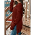 thumbnail image 2 of ZAXARRA Chandail d'Hiver pour Femmes Manches Longues Col en V Coupe Ample Tricoté Gaufré, 2 of 5