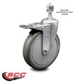 thumbnail image 2 of 6 Inch Gray Polyurethane Wheel Swivel ½ Inch Stem Caster with Total Lock Brake, 2 of 2