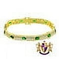 thumbnail image 3 of 14k Yellow Gold Over Real Sterling Silver 10 Cwt. Emerald Green Round /Princess Cut Diamond Unisex Tennis Link Bracelet, 3 of 5