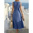 thumbnail image 2 of Blue Sleeveless Criss-Cross Waist A-Line Maxi Dress, Casual Summer, 2 of 4