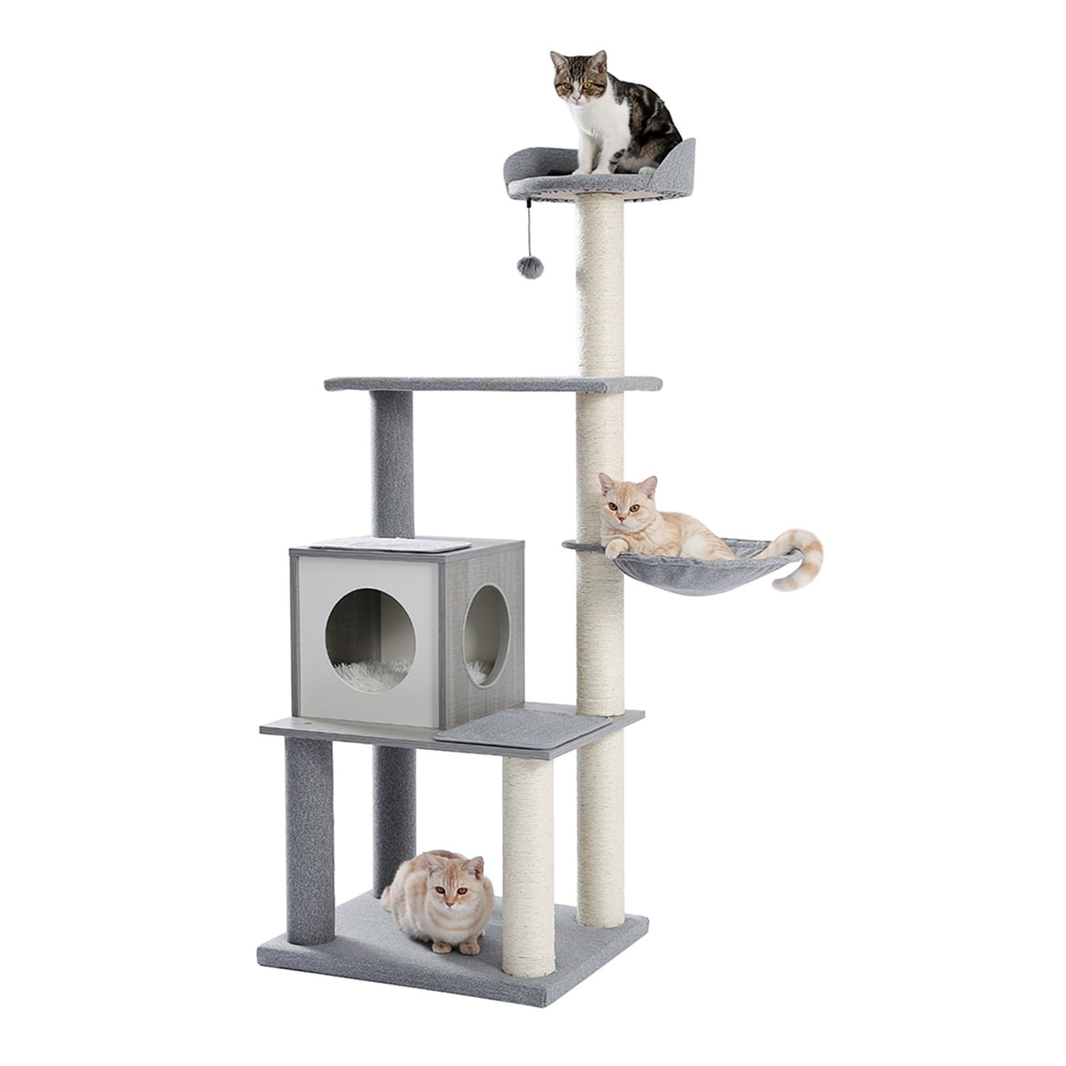 Pefilos Cat Tree Cat Tower for Indoor Cats 61'' Modern Wood Cat Condo for Adult Cats with Scratching Post for Large Cats Climbing, Multi-Level Tall Cat Tower Tree House, Gray Pefilos Cat Tree Cat Tower for Indoor Cats 61'' Modern Wood Cat Condo for Adult Cats with Scratching Post for Large Cats Climbing, Multi-Level Tall Cat Tower Tree House, Gray
