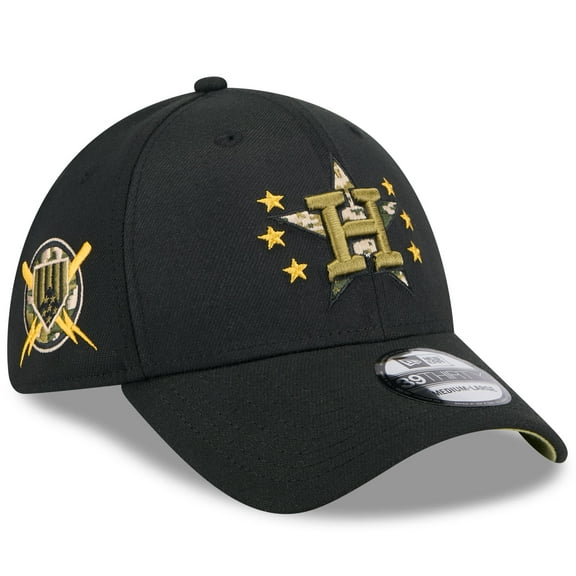 Men's New Era Black Houston Astros 2024 Armed Forces Day 39THIRTY Flex Hat