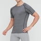 thumbnail image 1 of Blusas y camisas de manga corta y cuello redondo para hombre, blusas ajustadas de color liso con cuello redondo y mangas cortas elásticas para hombre., 1 of 4