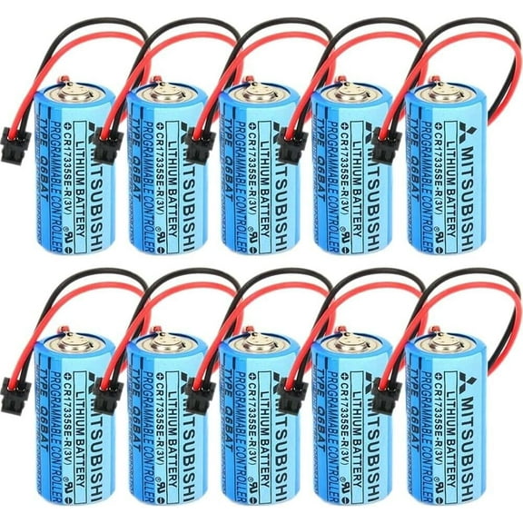 (Pack of 10) CR17335SE-R/3V Q6BAT PLC 3V 1800mAh Li-ion Battery for Mitsubishi Q25PRHCPU Q170HBATC QNS FANUC System