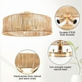 thumbnail image 3 of Tsothea 20" Boho Flush Mount Ceiling Light, Hand-Woven Natural Rattan 5-Light (Bulbs Not Included), 3 of 6