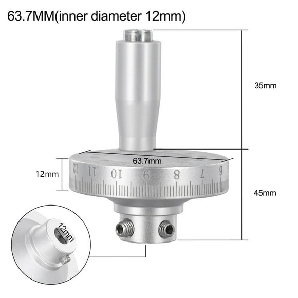 1PCS Roue à Main en Alliage d'Aluminium Roue à Main Coulissante Échelle 63.7mm