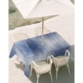 thumbnail image 2 of 60x84 Inch Outdoor Tablecloth with Umbrella Hole Zipper Rectangle Navy Blue Striped Rectangular Tablecloths Outside Waterproof Abstract Vertical Streaks Stripes Patio Table Cloth Cover for Picnic, 2 of 8