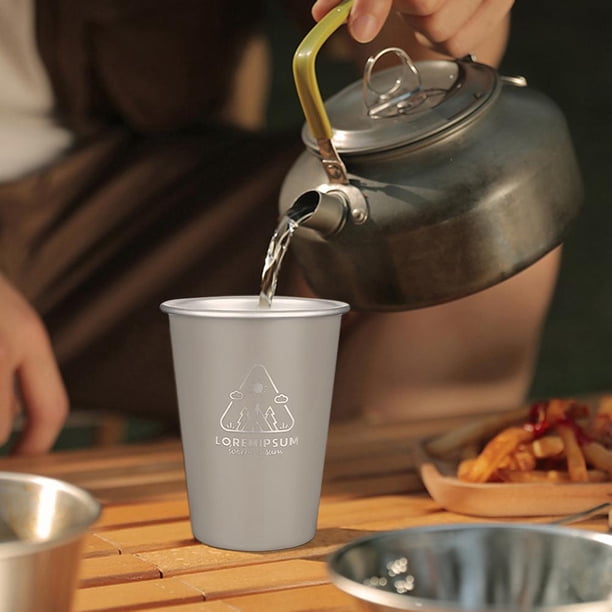 Copa De Campamento Copa De Campamento Camping Taza de camping de acero inoxidable para viajes al aire libre, café, cerveza, bebidas, tazas (negro)
