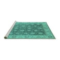 thumbnail image 2 of Ahgly Company Machine Washable Indoor Square Oriental Turquoise Blue Traditional Area Rugs, 6' Square, 2 of 4