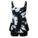 thumbnail image 4 of Gibobby Trajes de Natación para Mujer Tallas grandes Tie Dye Print Negro Tirantes dobles Top Trajes de baño para mujeres Trajes de baño de dos piezas Con(Negro,CH), 4 of 5